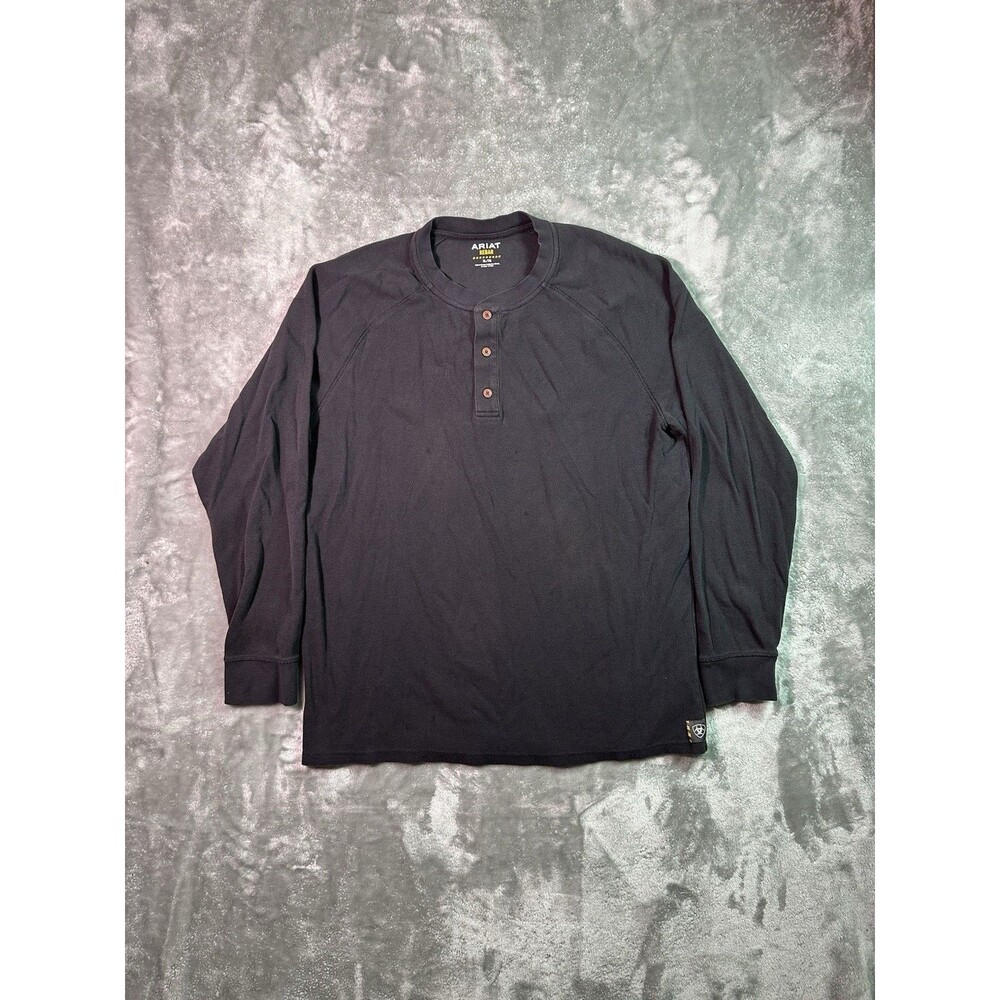 Ariat Rebar Long Sleeve Henley T Shirt XL Black Workwear Stained Thermal